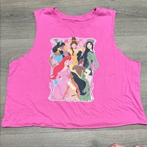Disney Bright Pink Princess Graphic Crop Tank